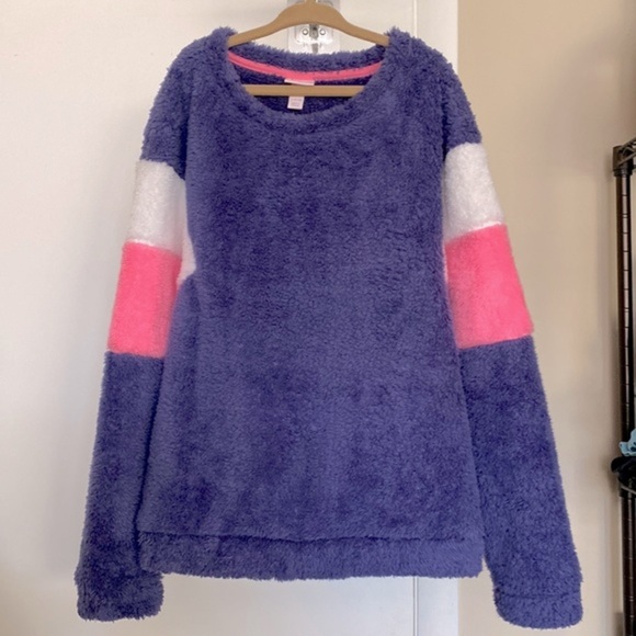 More Than Magic Girls Color-Block Teddy Faux-Fur Pullover Sweater Size L (10/12) - Picture 1 of 6